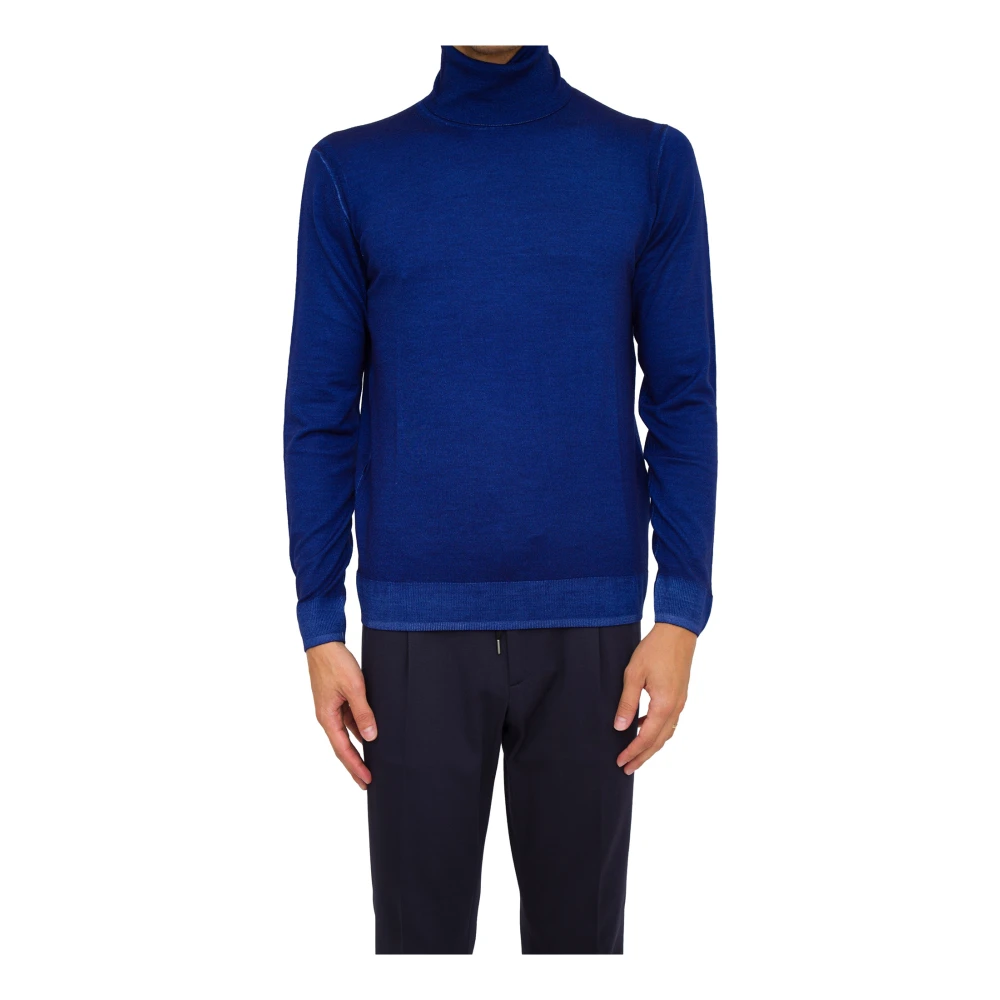 Paolo Pecora Men's Blue Turtlenecks, L, Wool Turtleneck Jumper
