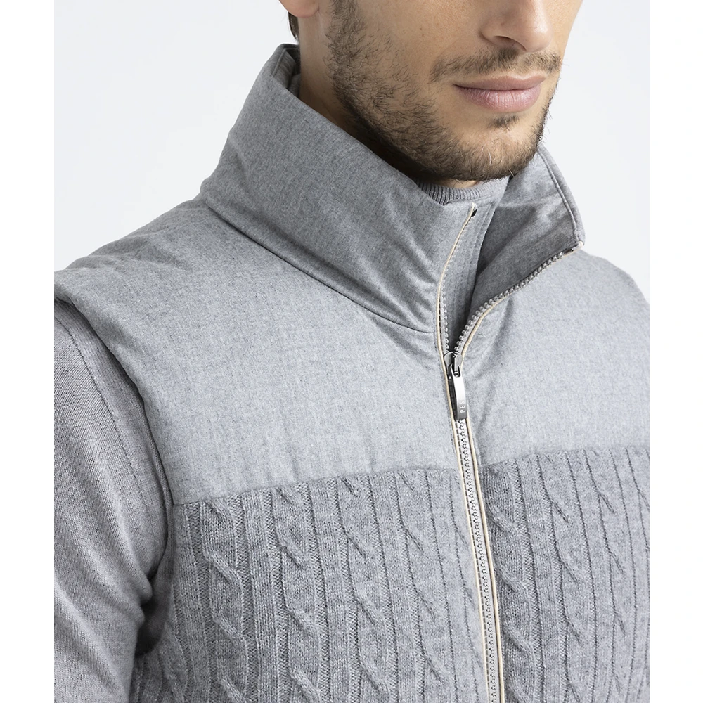 PESERICO Mouwloos donsjack van tricot wol Gray Heren