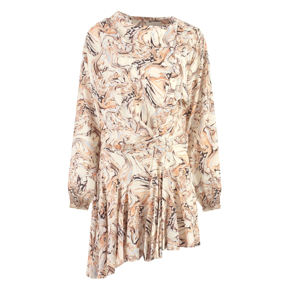 Isabel marant Zijden Jurk met Asymmetrische Sluiting Beige Dames