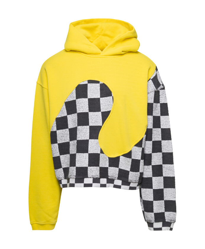 sweat-a-capuche-jaune-checker-swirl-tricot