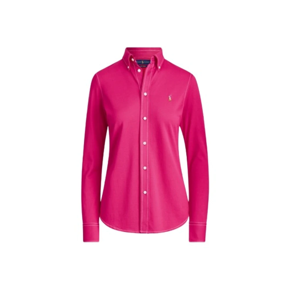 Polo Ralph Lauren Heidi Quiltad Stickad Polo Tröja Pink, Dam