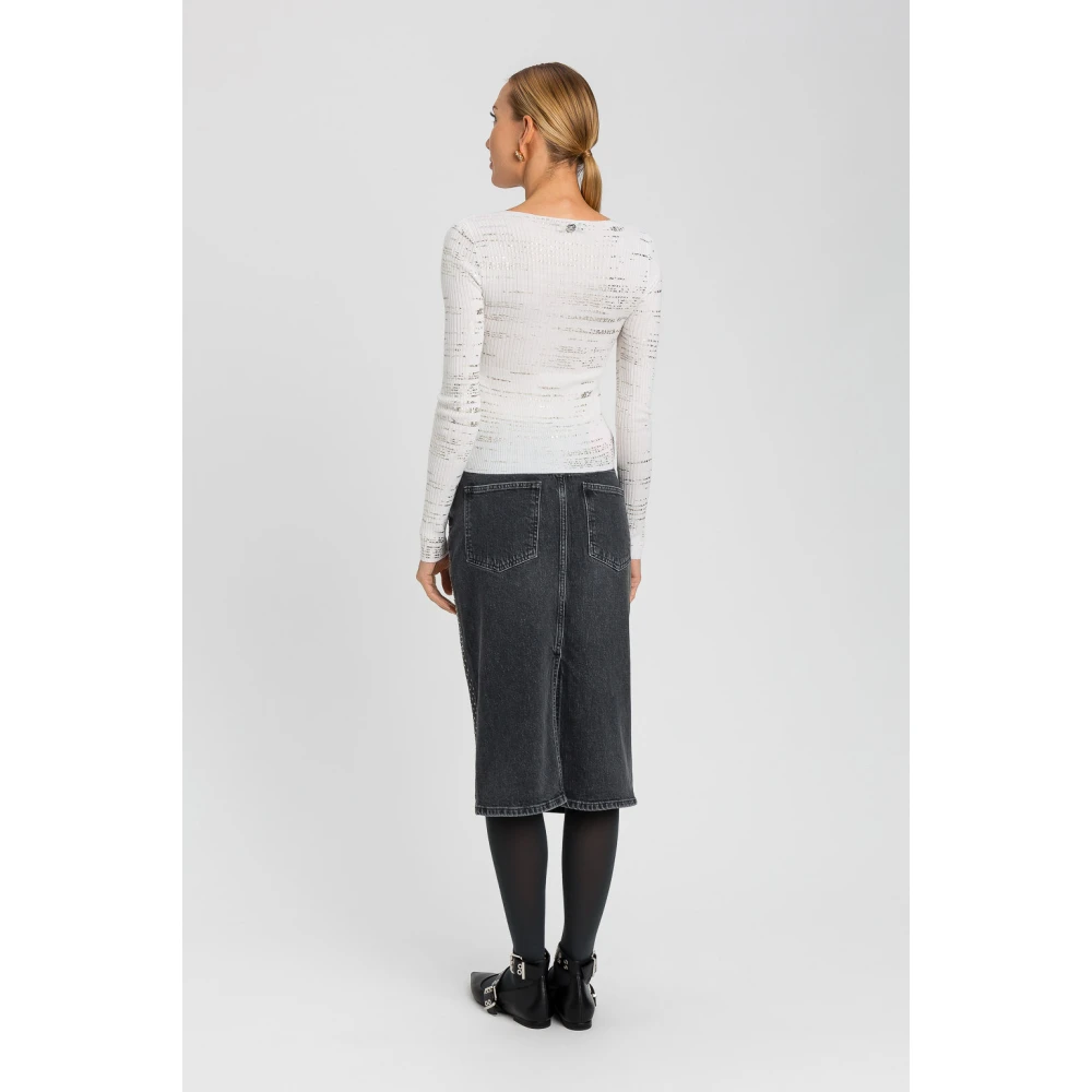 Twinset Denim Rok met Strass Applicaties Black Dames