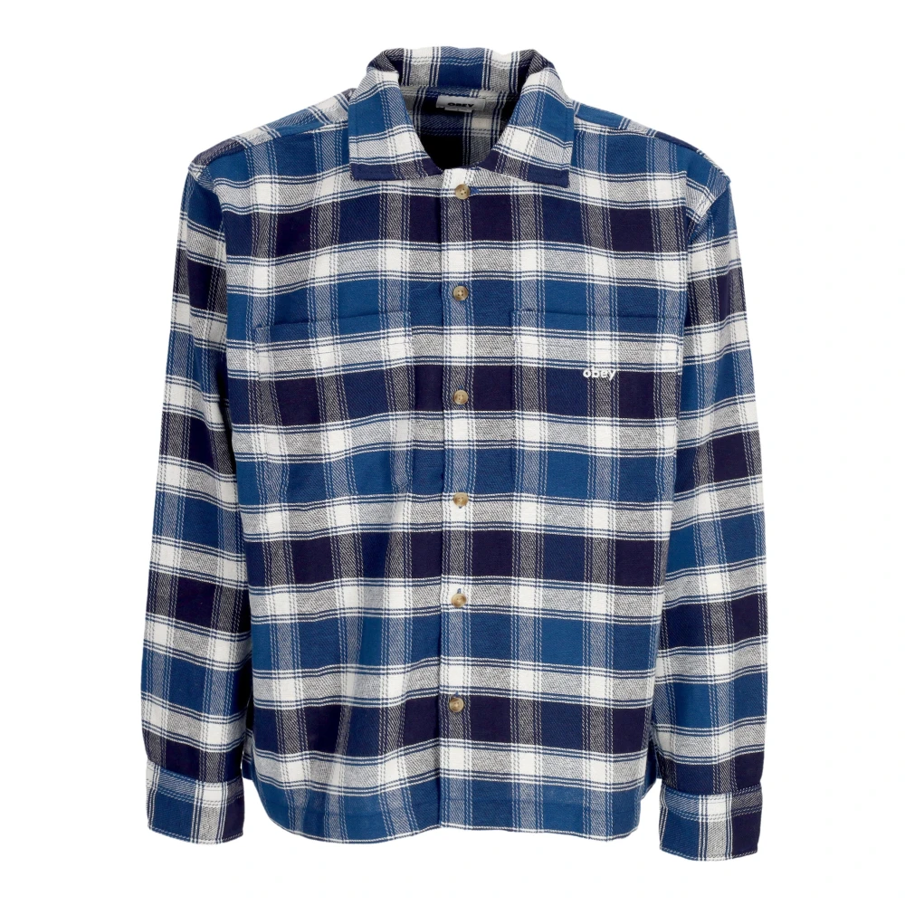 Obey Navy Multi Geweven Shirt met Zakken Multicolor Heren