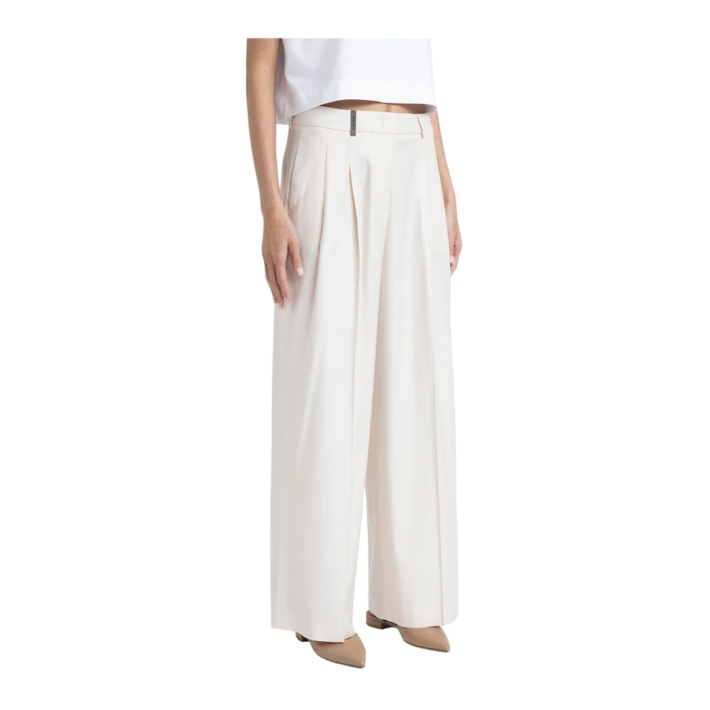 PESERICO Wijde keperbroek Beige Dames
