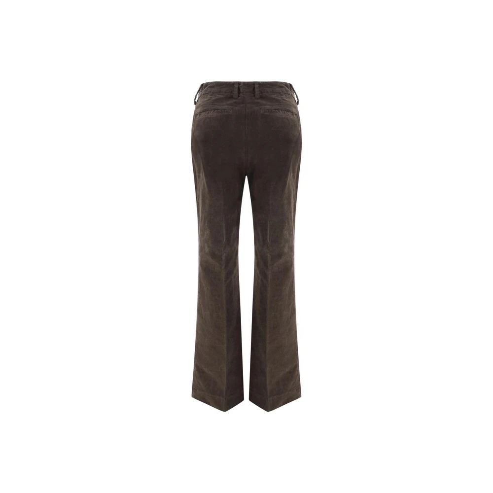 True Royal Fluweel Ontwerp Katoenen Broek met Sluiting Brown Dames