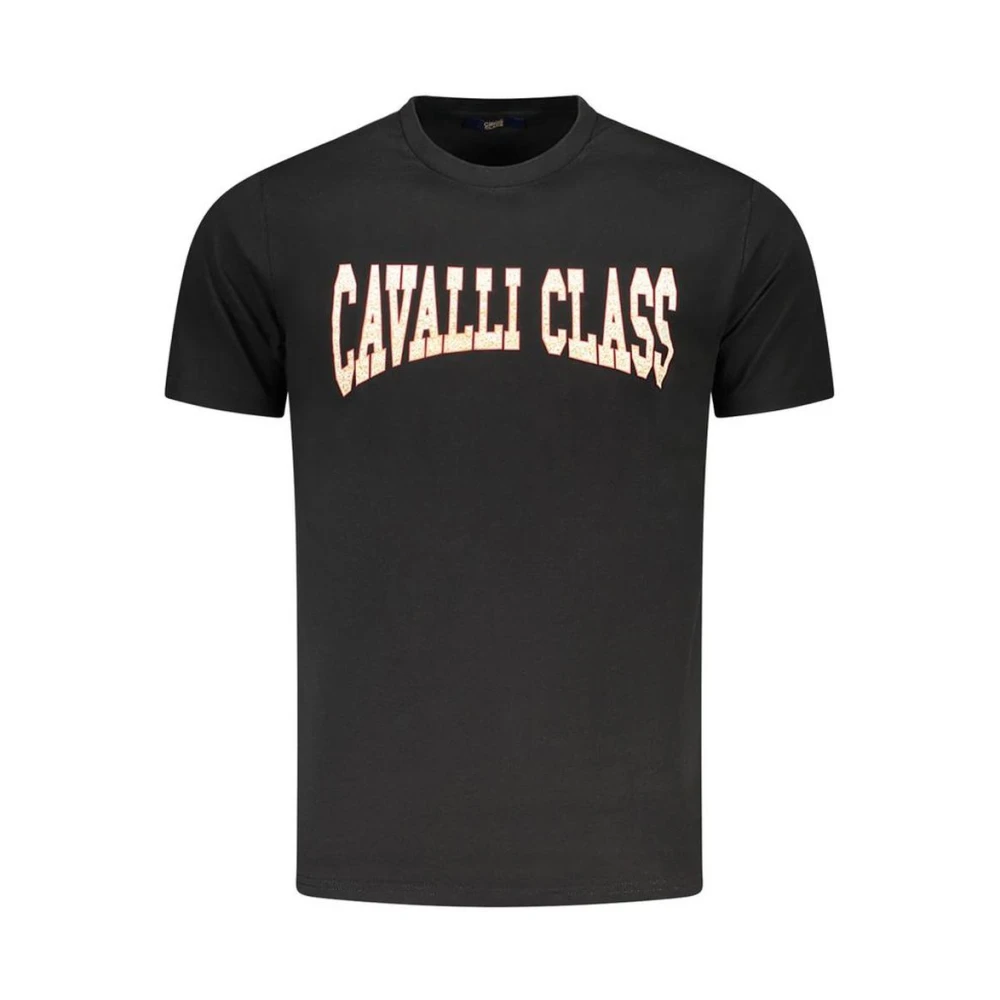 Cavalli Class Men's Black Sleek T-Shirt With Bold Print