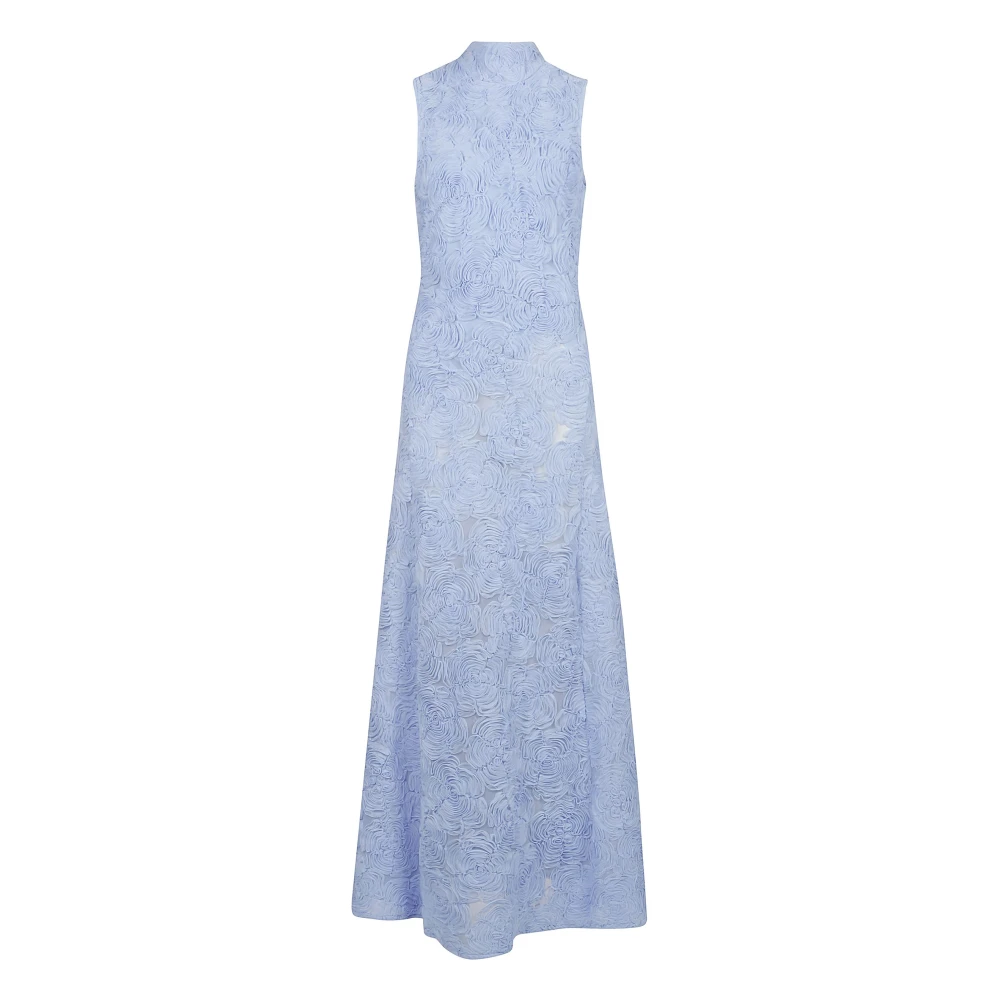 Rotate Birger Christensen Lange Mesh Jurk met Bloem Applicatie Blue Dames