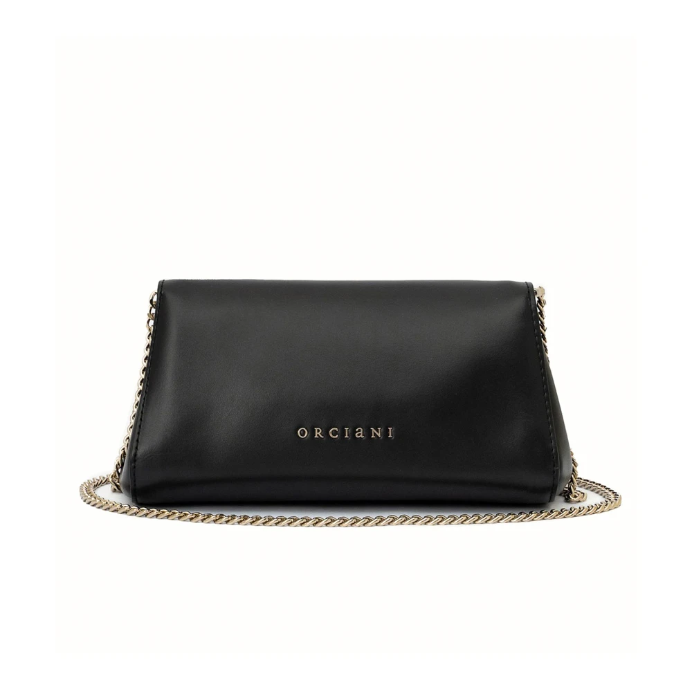Orciani Zwarte Nappa Leren Clutch Tas Black Dames