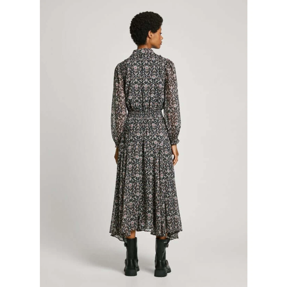 Pepe Jeans Bloemen hoge hals lange jurk Multicolor Dames