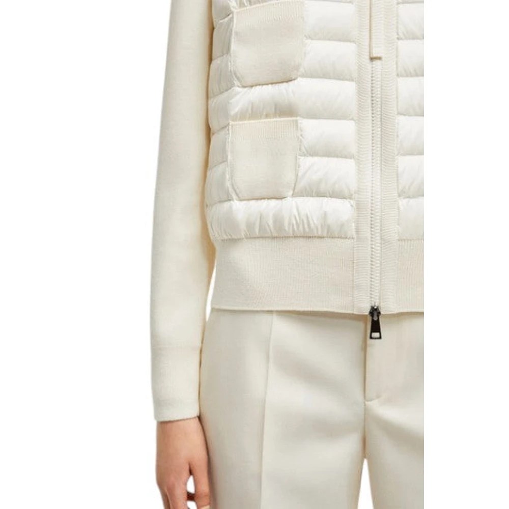 Moncler Wollen Cardigan met Ritssluiting en Padding White Dames