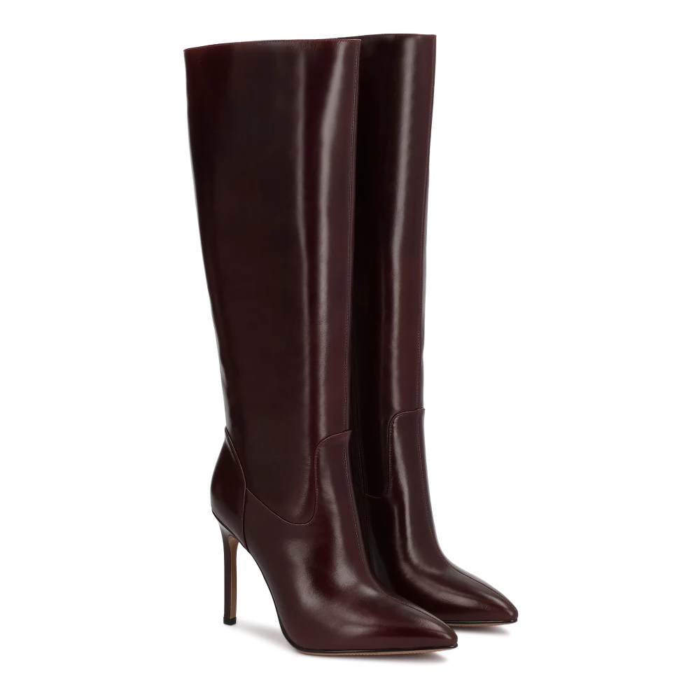 Kazar Bordeaux Leren Hoge Laarzen met Stiletto Hak