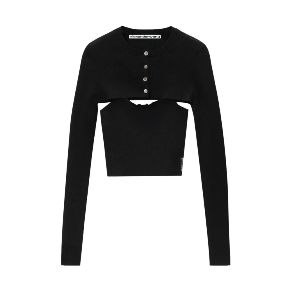 alexander wang Zwart Geribbeld Gebreid Tweedelig Set Black Dames