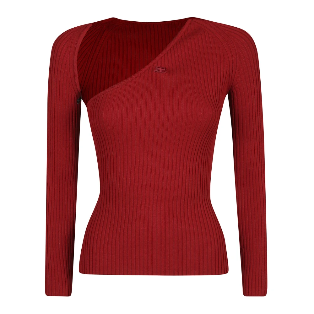Courrèges Ribgebreide Slash Top Red Dames