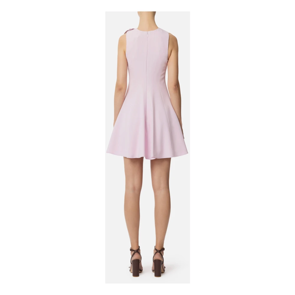 Elisabetta Franchi Mouwloze Crepe Jurk met Juweeldecoratie Pink Dames