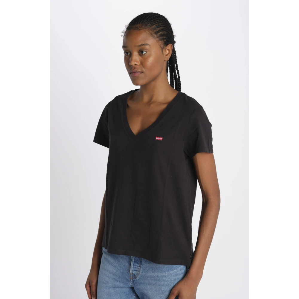 Levi's Zwarte T-shirts en Polos Crew-neck Black Dames