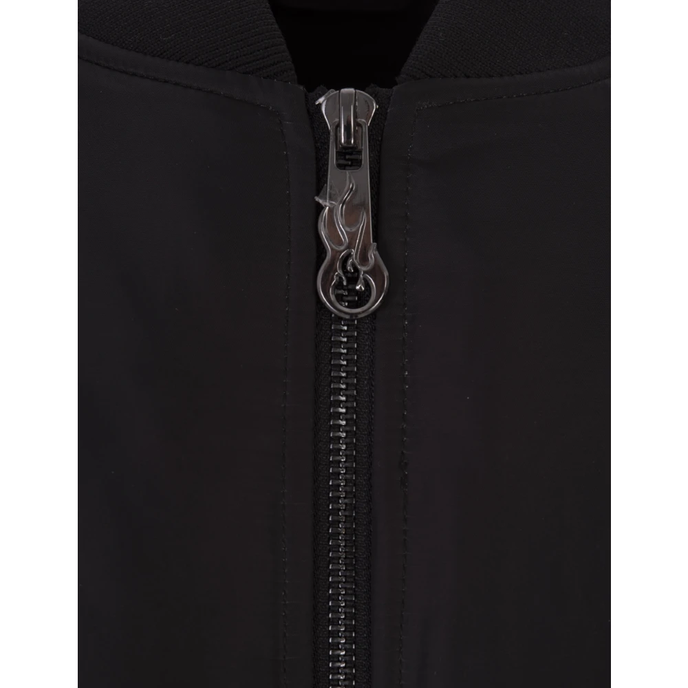 Vision OF Super Zwarte Gewatteerde Bomberjas met Vlammenprint Black Heren