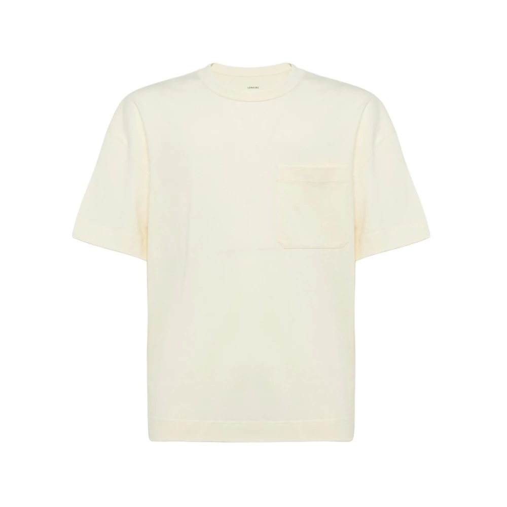 Lemaire Katoenen scoopneck T-shirt met zak Beige Heren