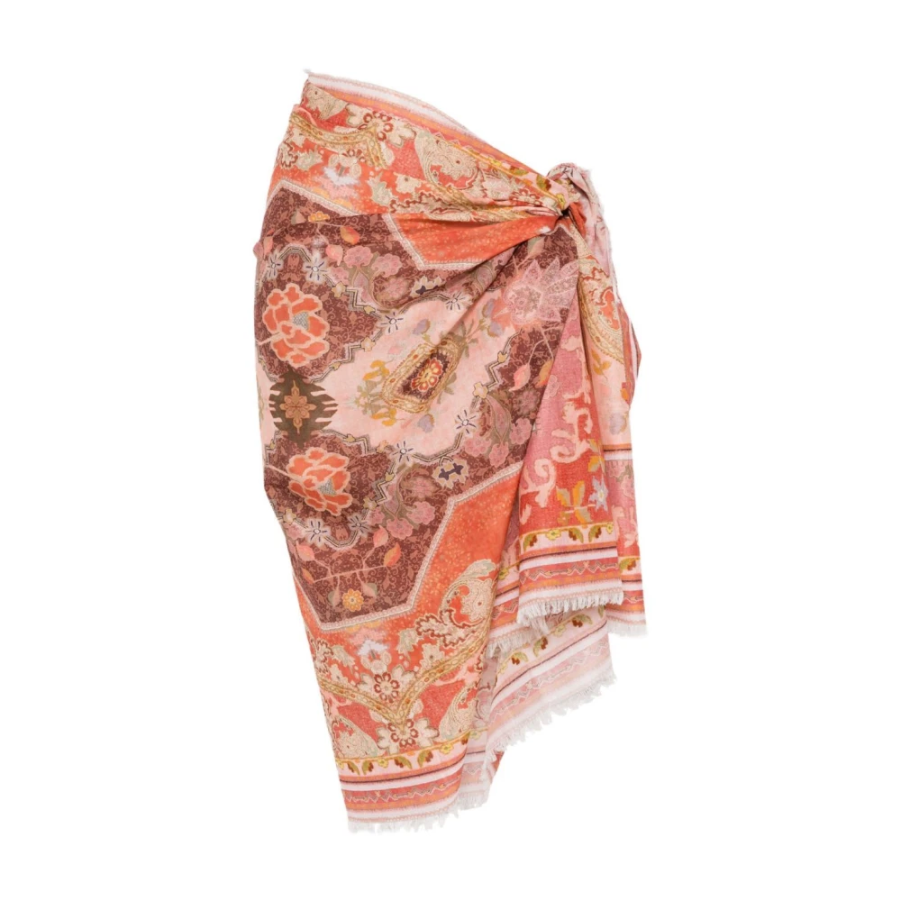 Zimmermann Koraal franje paisley wikkeljurk Multicolor Dames