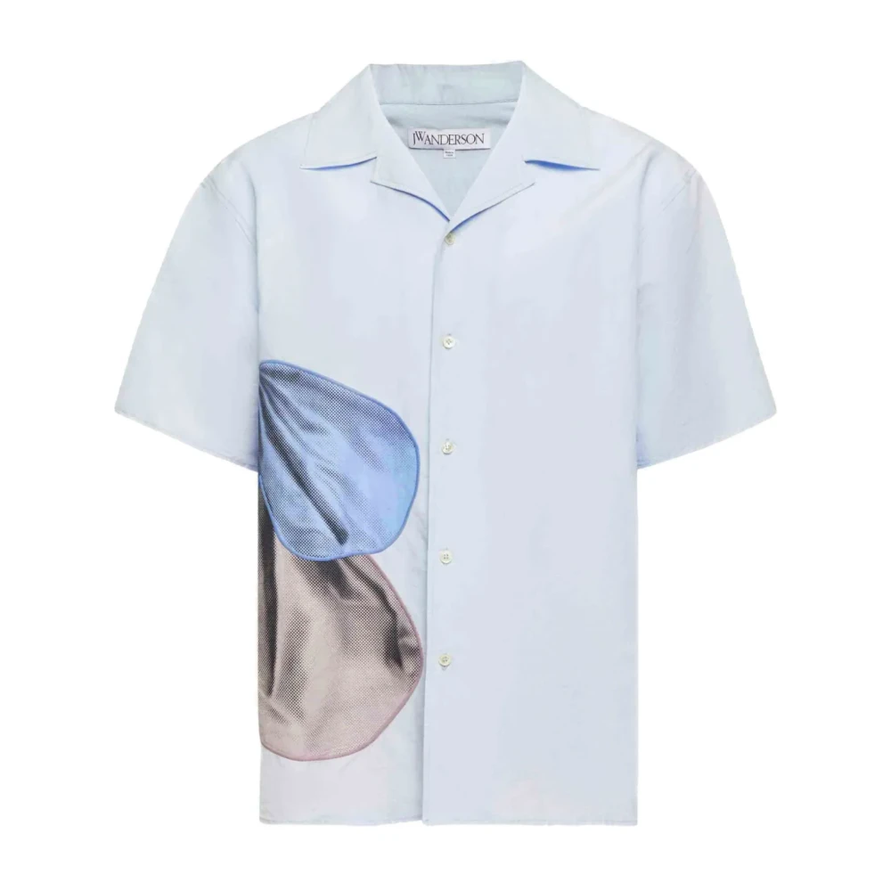 JW Anderson Geborduurd shirt met korte mouwen in lichtblauw Blue Heren