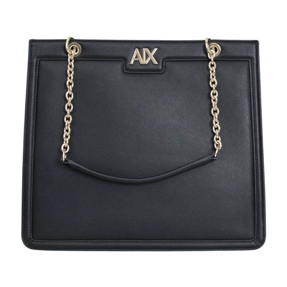 Armani Exchange Zwarte Metalen Kettingtas met Logo Black Dames