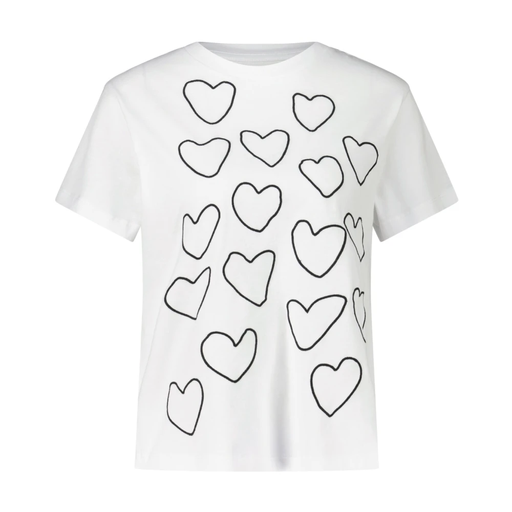 Liviana Conti Romantisch Hart Geborduurd T-Shirt White Dames