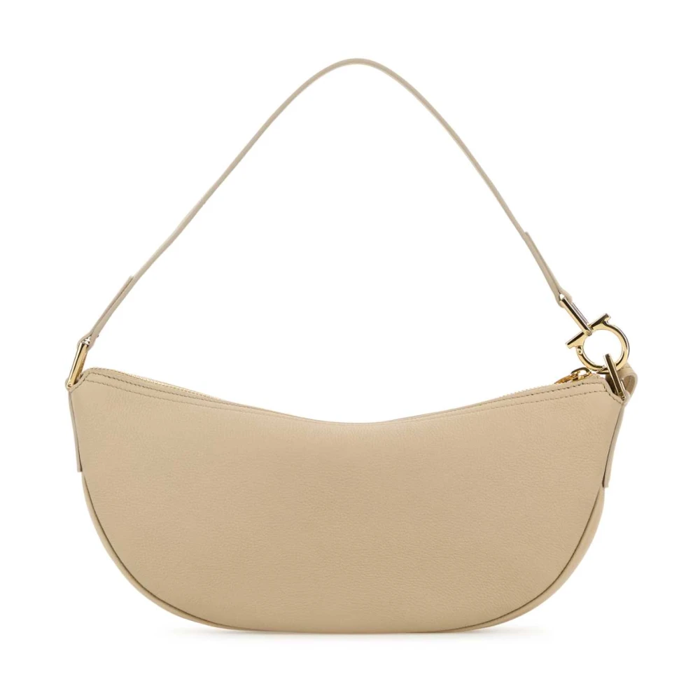 Salvatore Ferragamo Leren Schoudertas Beige Dames
