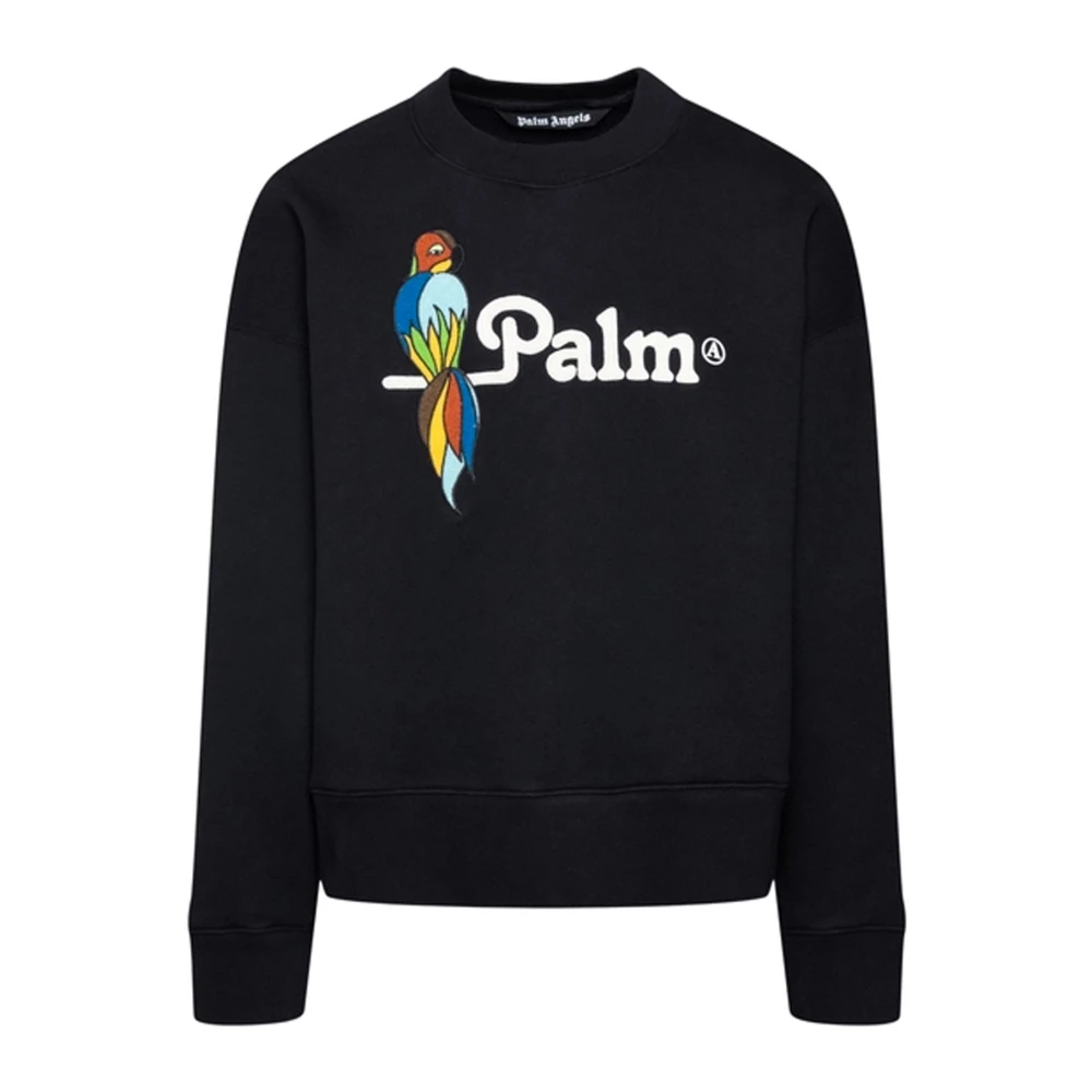 Palm Angels Katoenen sweatshirt met logodetail Black Heren