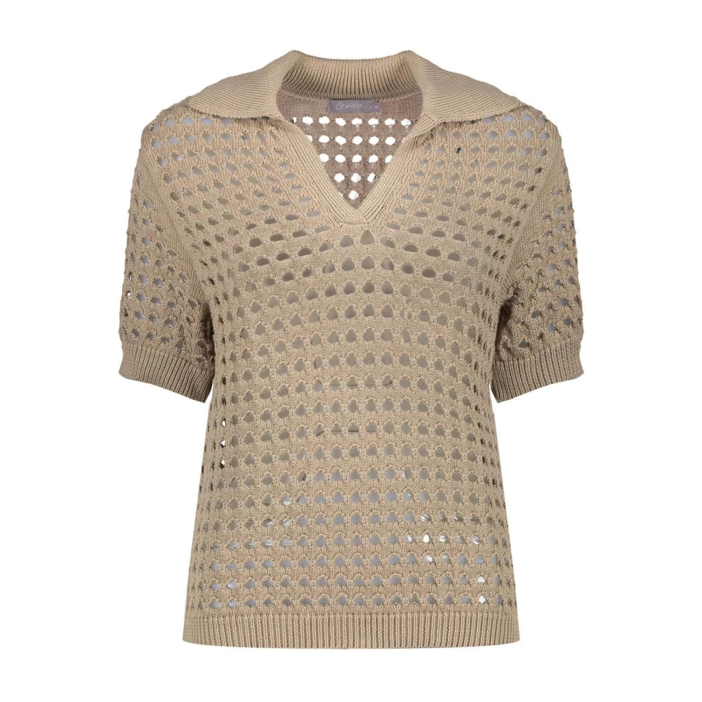 Geisha Korte Mouw Kraag Pullover Zand Beige Dames