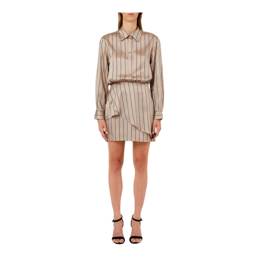 Liu Jo Damen Beige Kurzes Gestreiftes Kleid