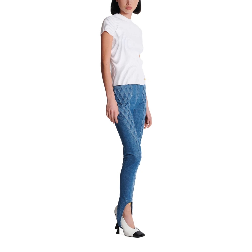 Balmain Geplooide gebreide top White Dames