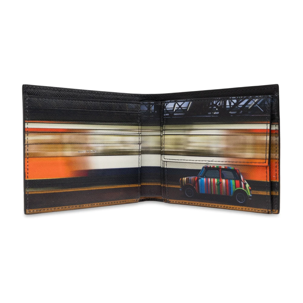 Paul Smith Leren portemonnee met bedrukt logo Black Heren