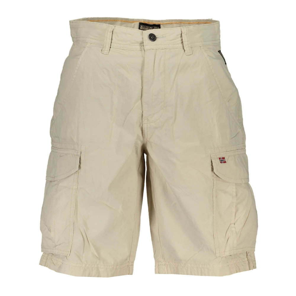 Napapijri Men's Beige Casual Shorts, W38, Bermuda Shorts With Logo