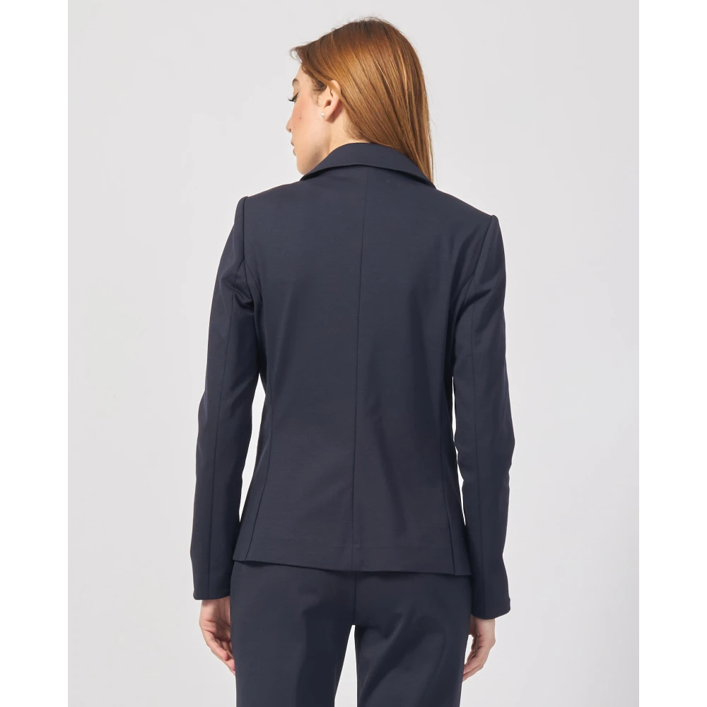 YES ZEE Blauwe jas met Milano-stiksels Blue Dames
