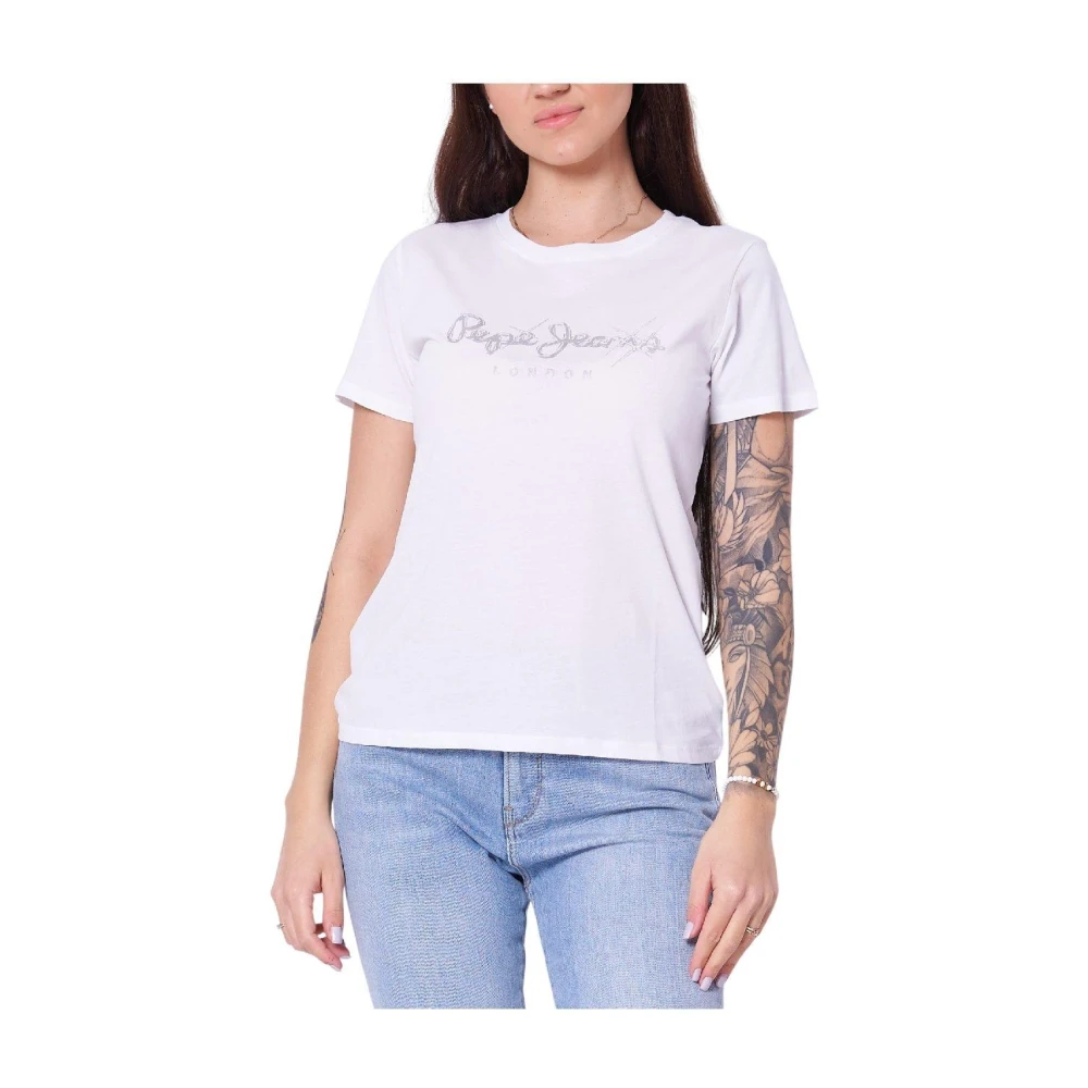 Pepe Jeans Women's White T-Shirts, L, T-Shirts