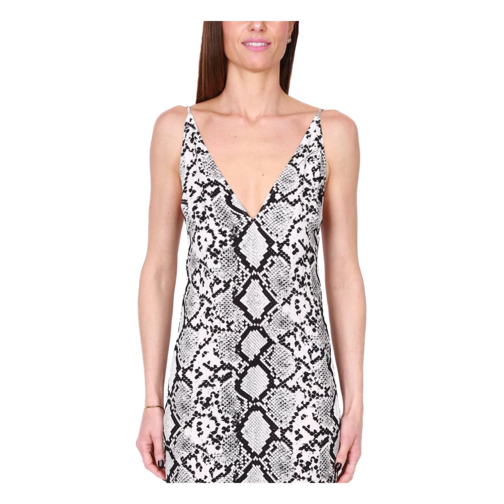 Elisabetta Franchi Python Print Lange Georgette Jurk Multicolor Dames