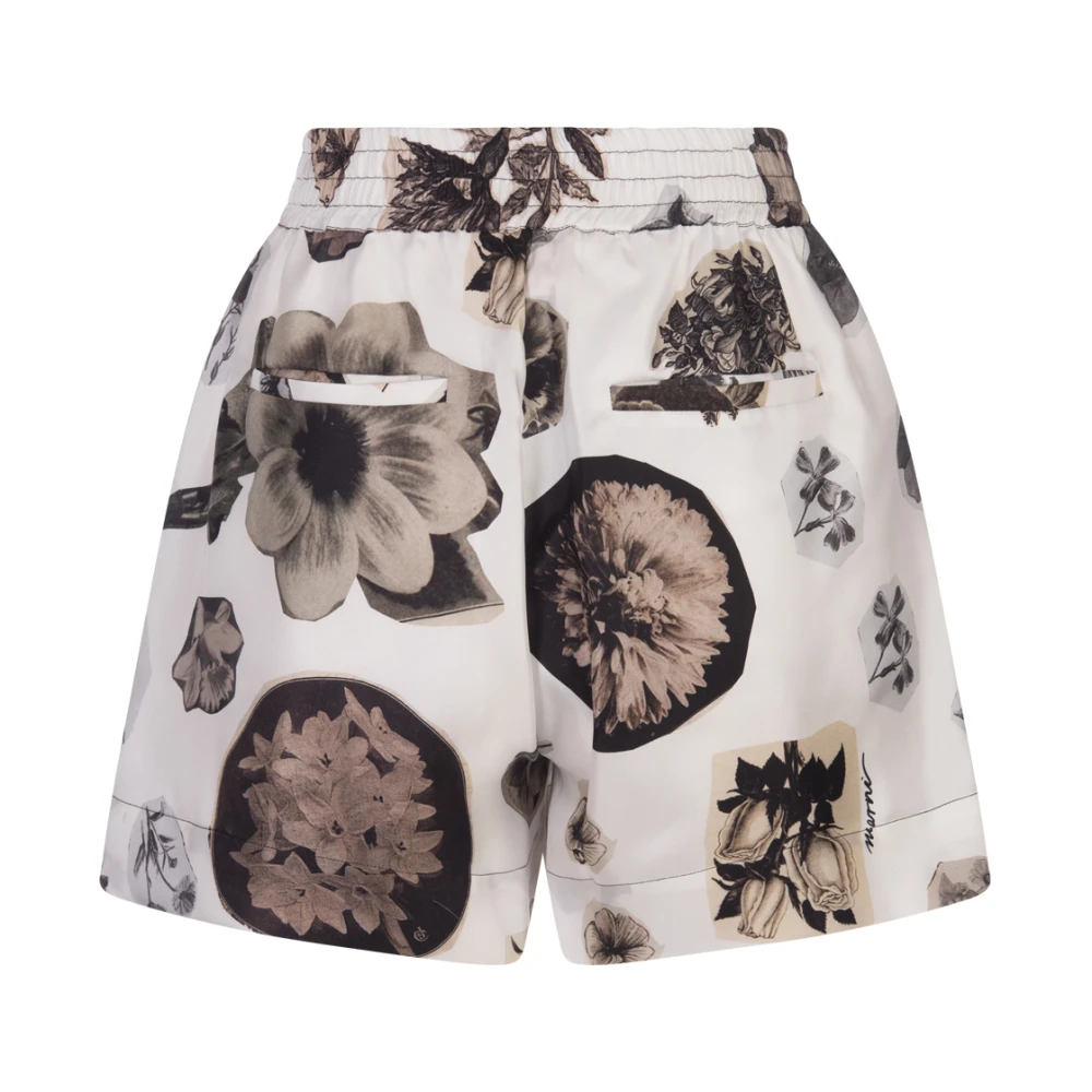 Marni Witte Bloemenprint Poplin Shorts Multicolor Dames