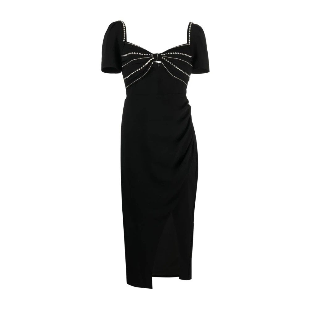 Self Portrait Women's Black Midi Dresses,, Diamante Bust Midi Dress 3XS