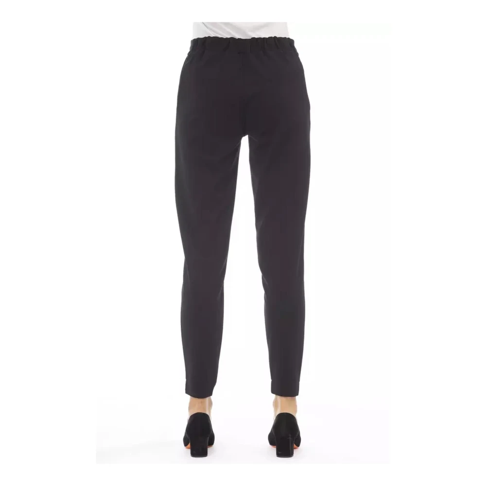 Alpha Studio Zwarte polyesterbroek met zijzakken Black Dames
