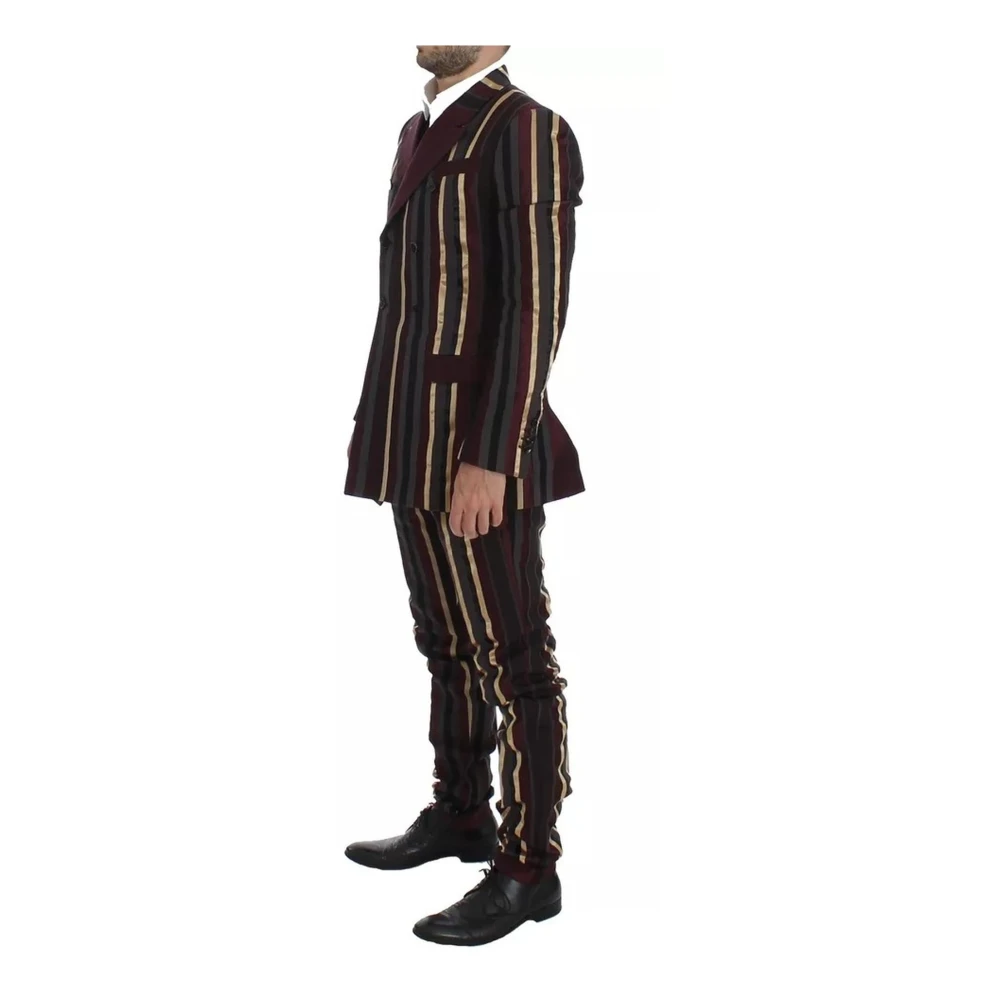 Dolce & Gabbana Gestreept Dubbelrijig Slim Fit Pak Multicolor Heren