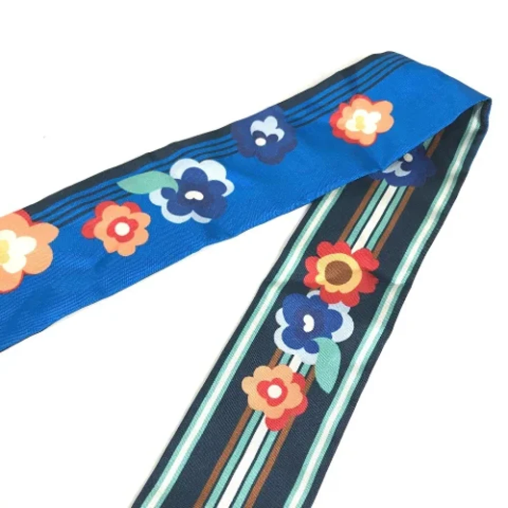 Fendi Vintage Pre-owned Silk scarves Blue Dames