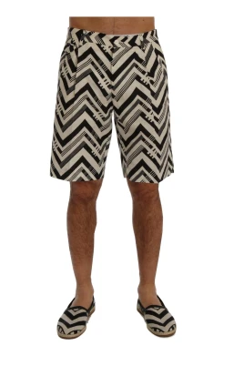 Randig bomullslinne shorts