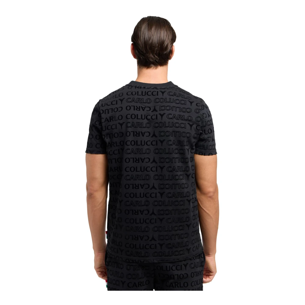 carlo colucci Monogram Flock T-shirt Black Heren