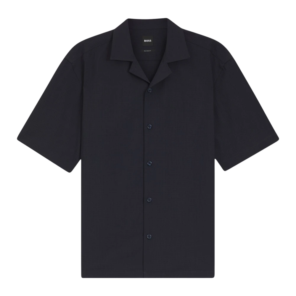 Boss Mannelijk Blauw Overhemden Heren, L, Short Sleeve Shirts