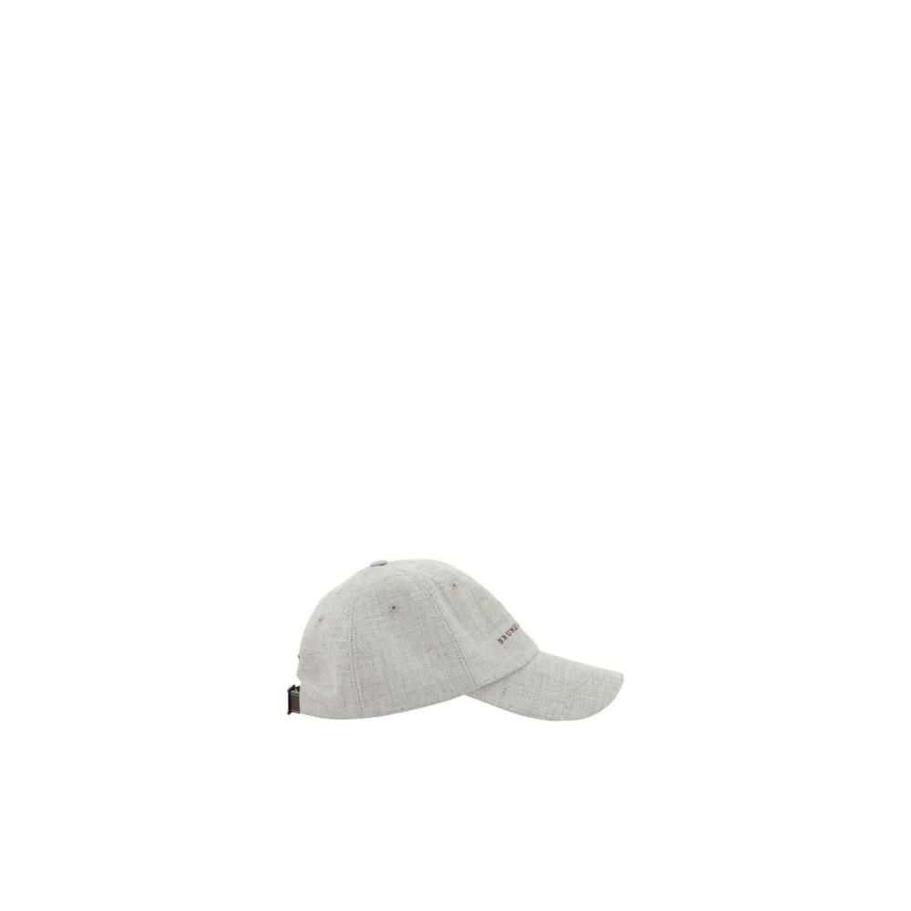 BRUNELLO CUCINELLI Grijze Logo Baseballpet Stijlvol Gray Heren