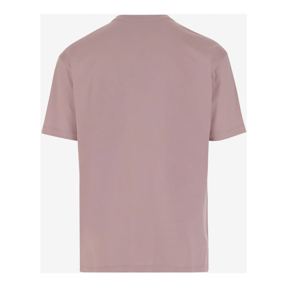 Giorgio Armani Logo Katoenen T-shirt Roze Ronde Hals Pink Heren