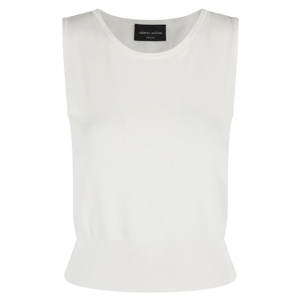 Roberto Collina Wijde Band Mouwloze Top White Dames