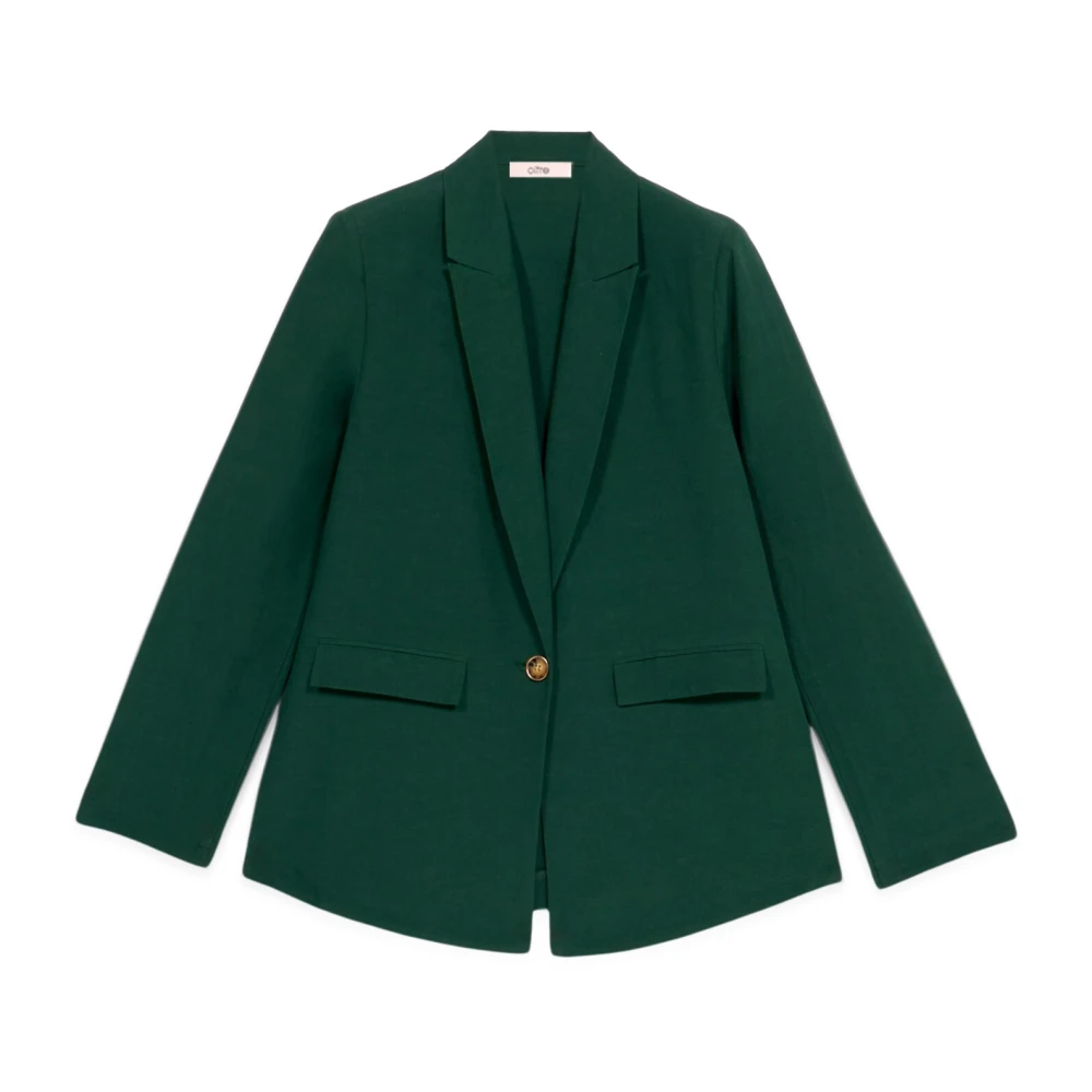 Oltre Linnen Blend Blazer Green Dames