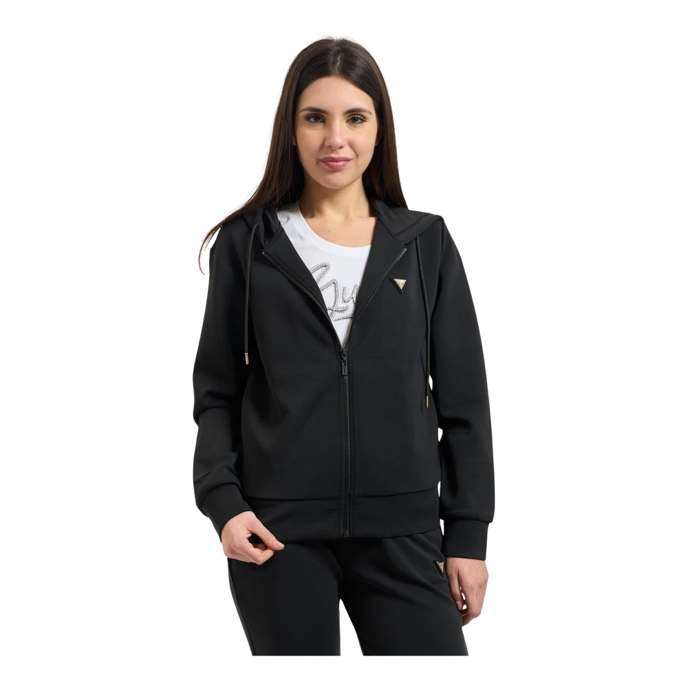Guess Olympe Scuba Sweatshirt - Female - Zip-Throughs - Black - Xs - Sweatshirts & Hoodies