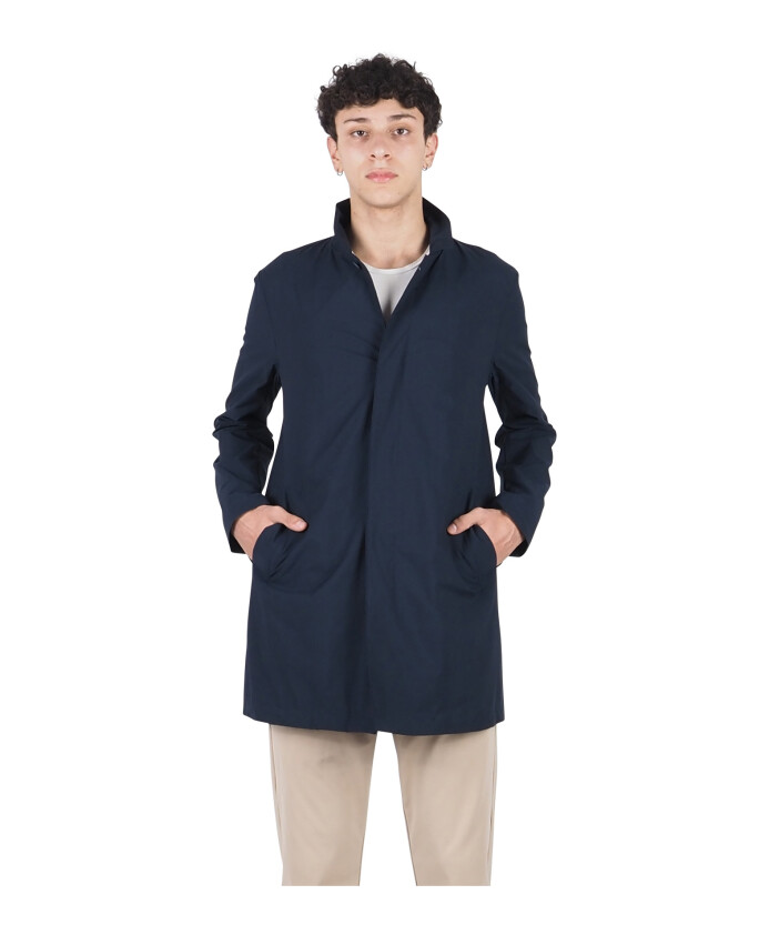 veste-longue-impermeable-bleue