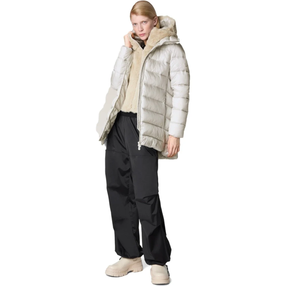 Save The Duck Matilda Grijze Gewatteerde Jas met Capuchon Gray Dames